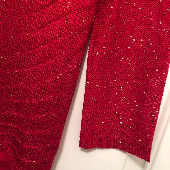 Red fancy sequin knotwith chiffon underlay MED - Picture 6 of 7